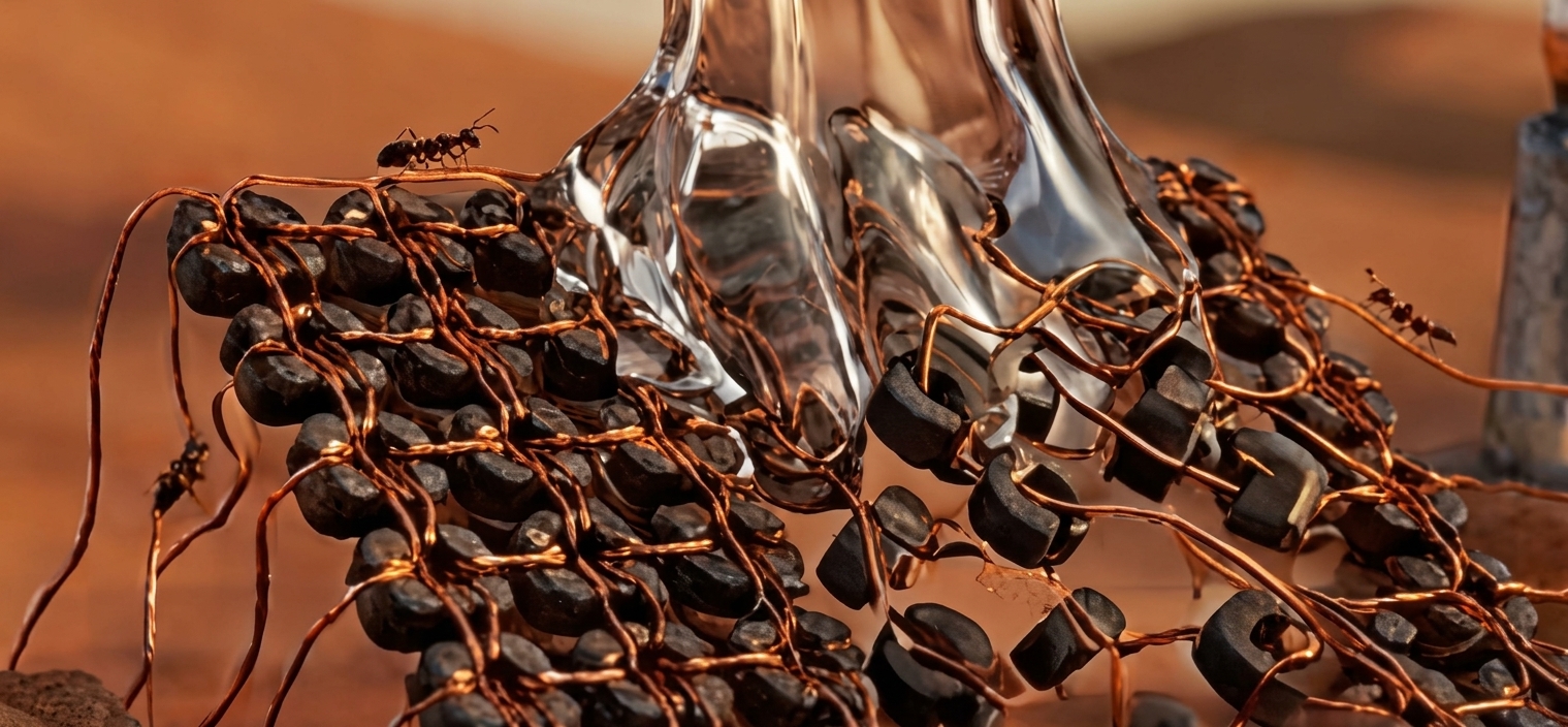 Detail des Ferritkernspeichers – Dalí-Ameisen als Symbol der Entropie