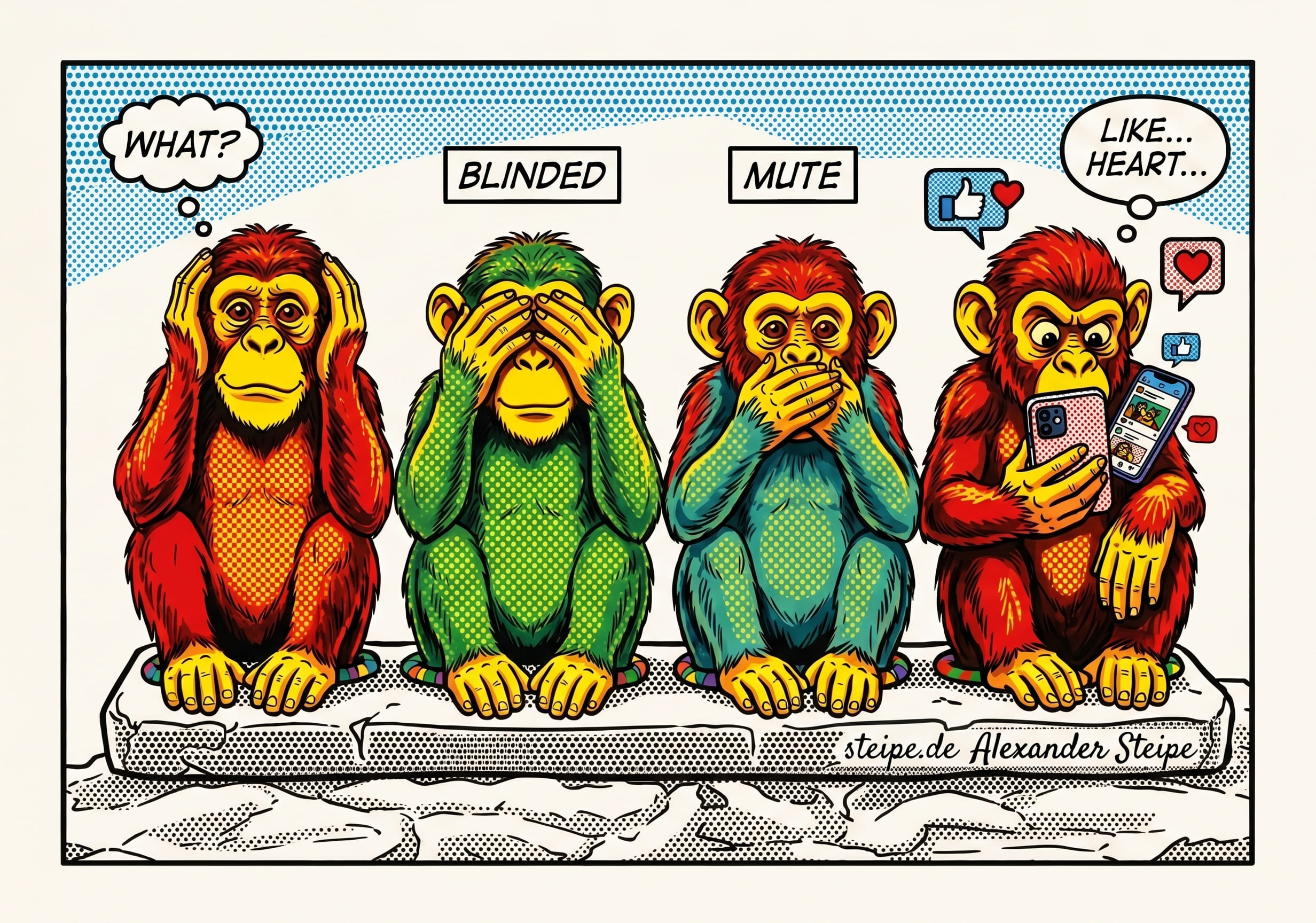 Pop-Art Vier Affen