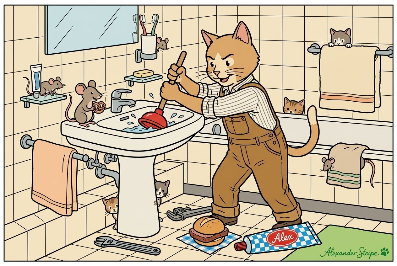 Abfluss verstopft Karikatur