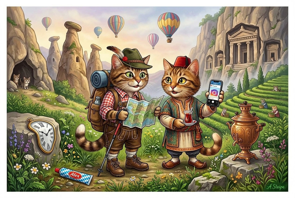 T&uuml;rkei-Reise und Katzen-Cartoons