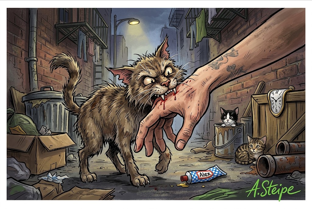 Katzenbiss in die Hand
