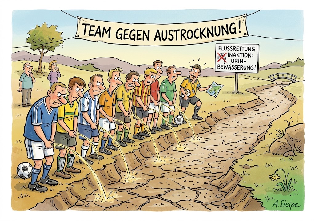 Flussrettung durch Team gegen Austrocknung