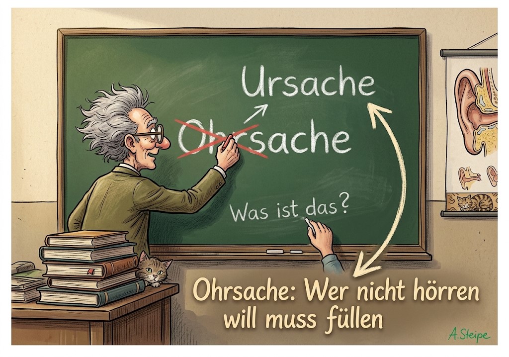 Ursache vs Ohrsache an der Tafel