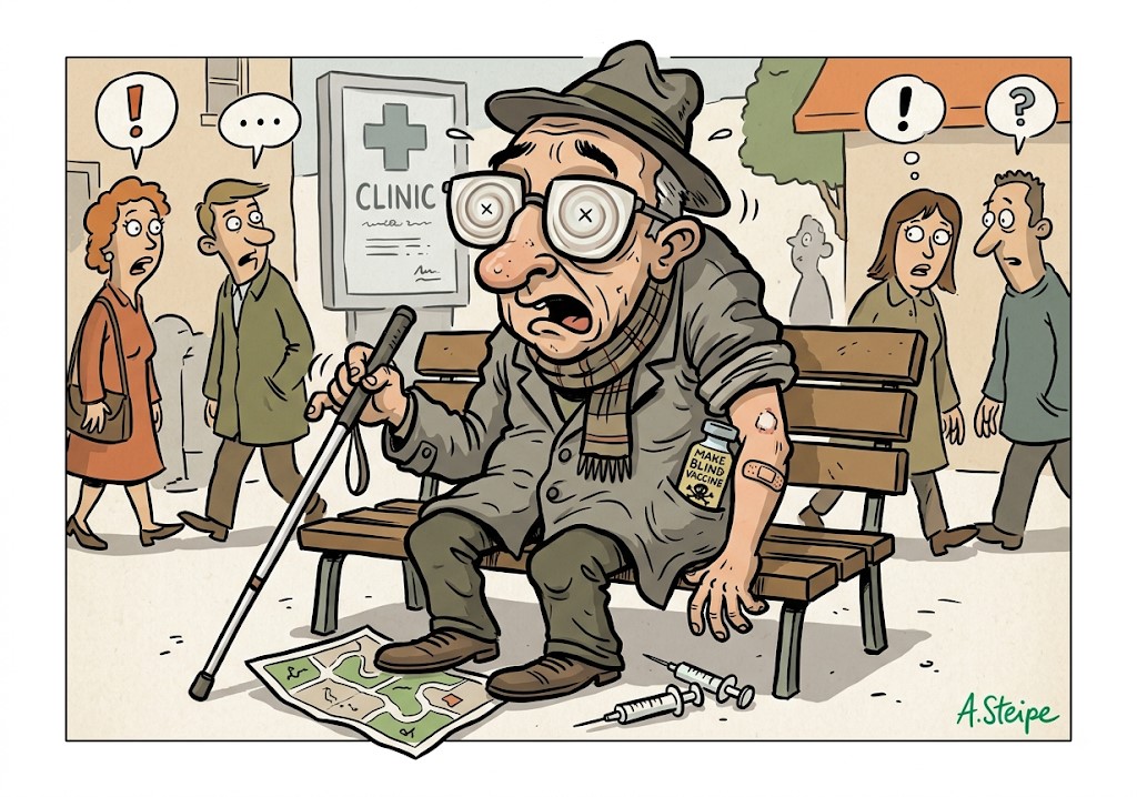 Erblinden durch Impfung Karikatur