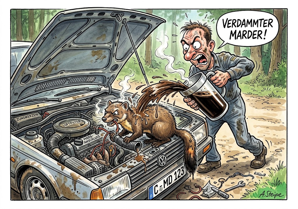 Kaffee &uuml;ber den Marder im Motorraum sch&uuml;tten