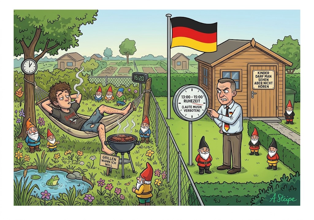 Ruhezeit und Gartenzwerge in der Kleingartenkolonie
