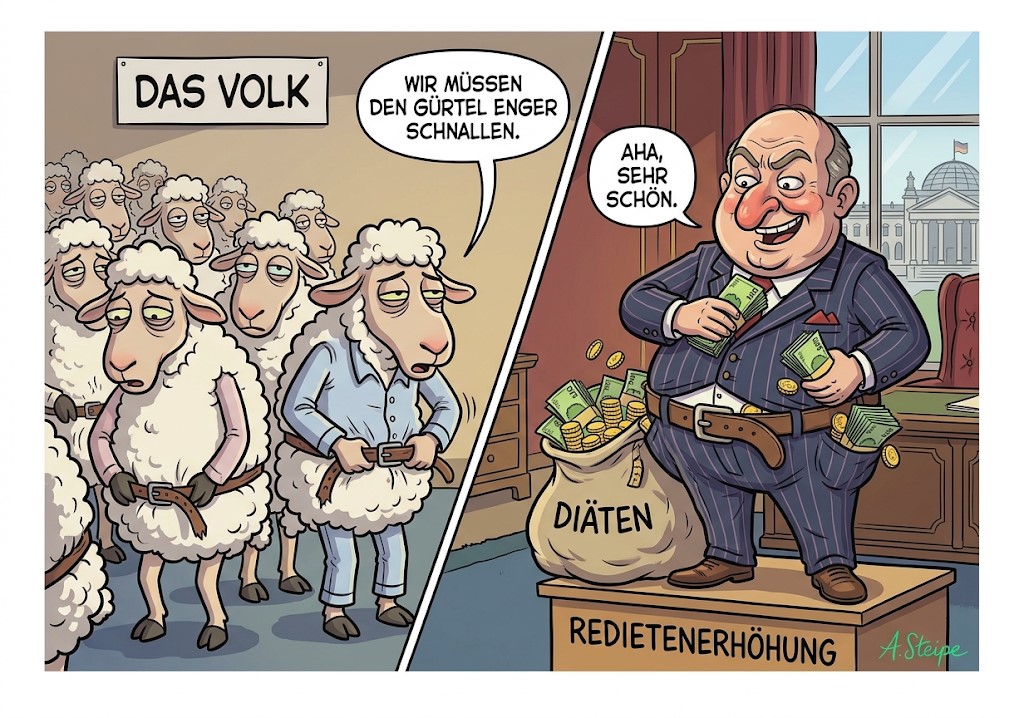 Das Volk schnallt den G&uuml;rtel enger w&auml;hrend Di&auml;ten erh&ouml;ht werden