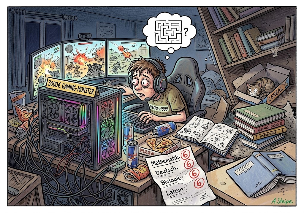 Teurer Gaming-Computer, Energy-Drinks und schlechte Schulnoten