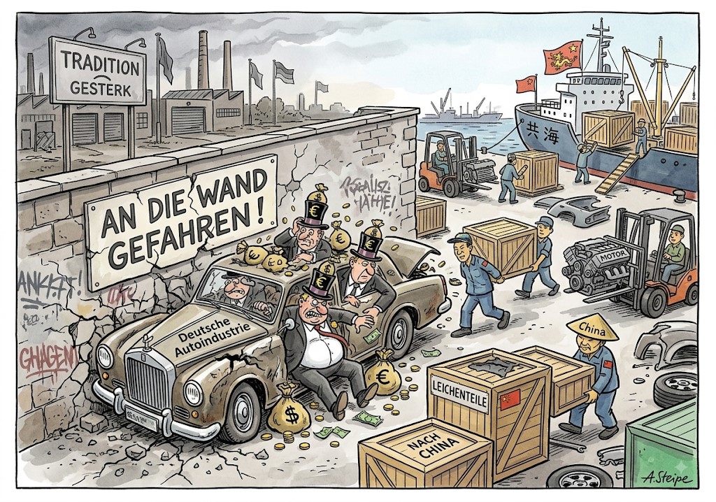 Deutsche Autoindustrie f&auml;hrt an die Wand w&auml;hrend Manager Gelds&auml;cke einstreichen