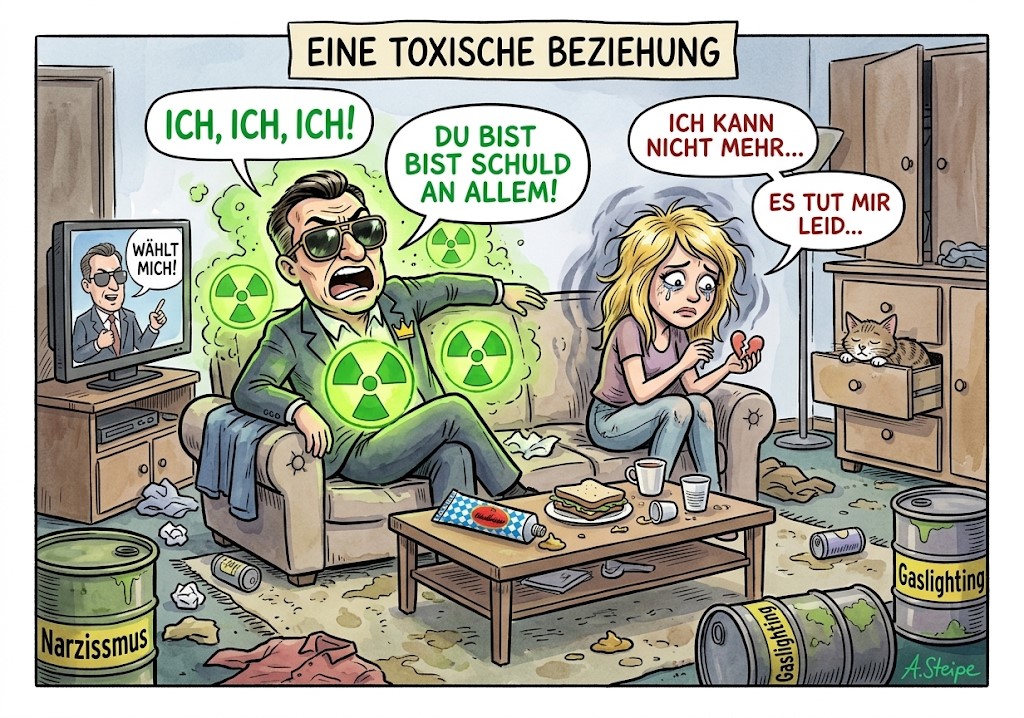 Toxische Beziehung mit Narzissmus und Gaslighting im Wohnzimmer
