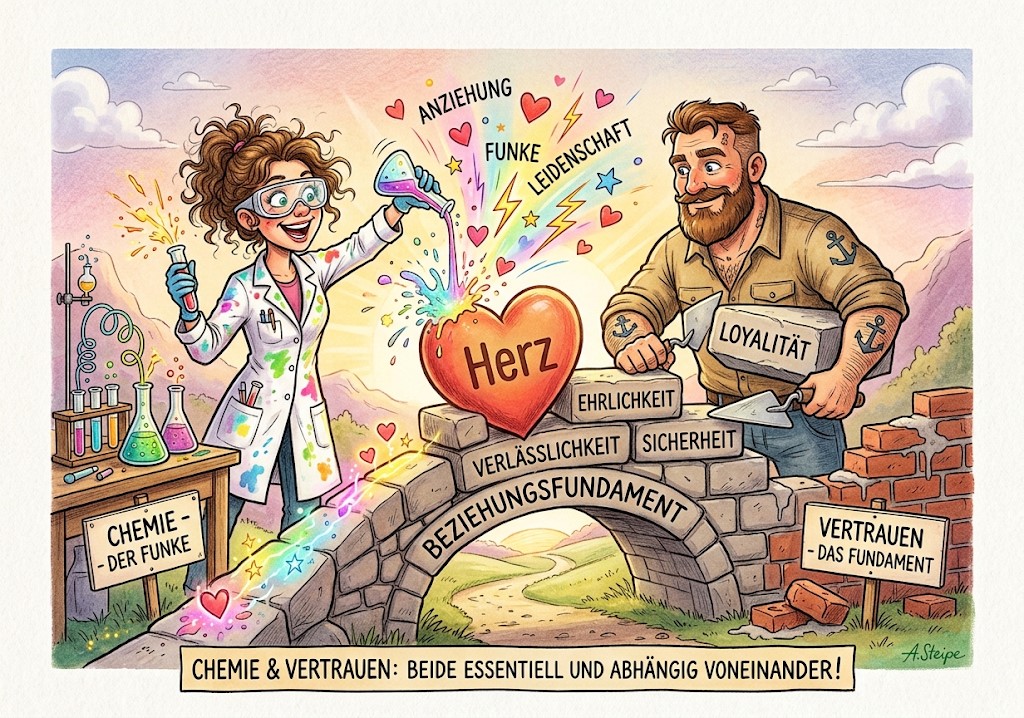 Chemie der Funke und Vertrauen das Fundament einer stabilen Beziehung