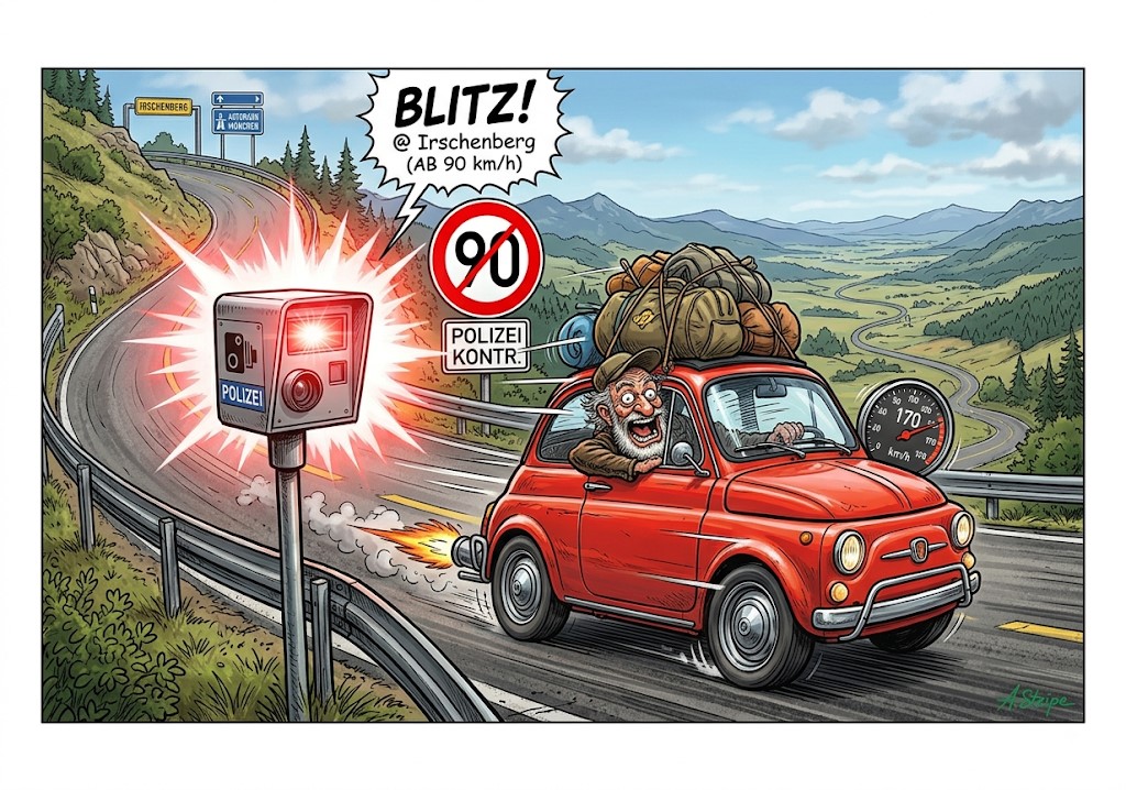 Wenn das Auto mit 180 km den Irschenberg runterfährt